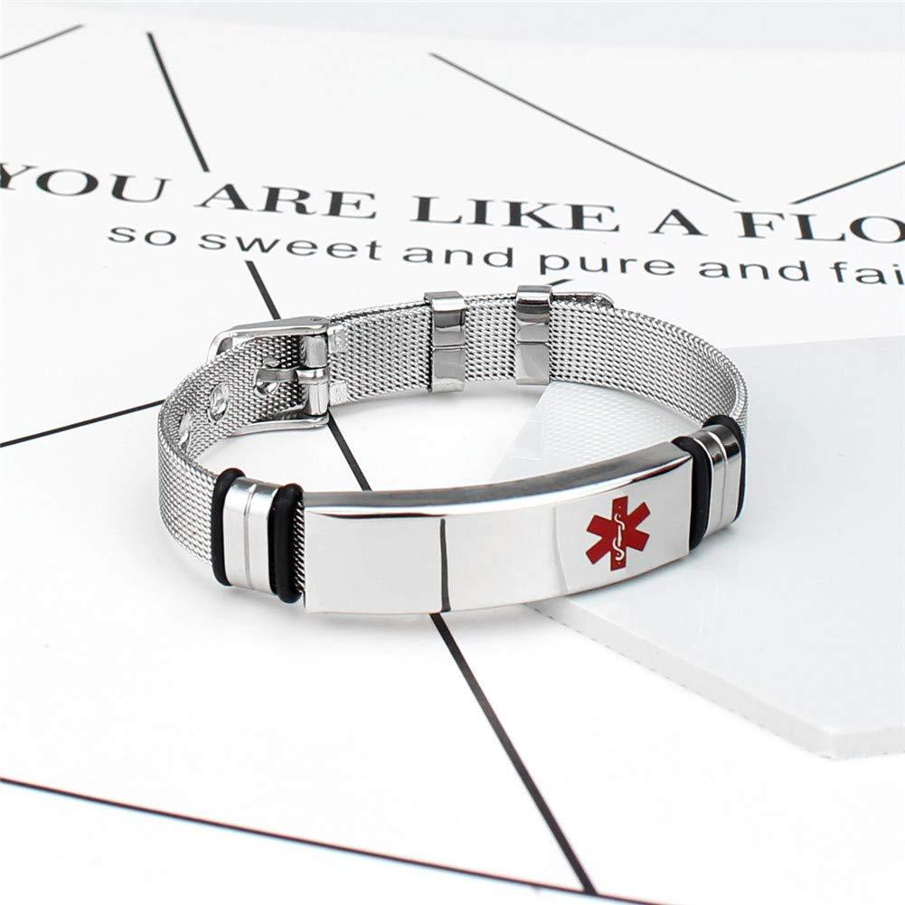 ZKXXJ ZKXXJ Medical Alert ID Bracelets Pacemaker for Men Women Stainless Steel Medical Sign Identification Bracelet Health Alert Bracelet Allergy Awareness Bracelets,Adjustable