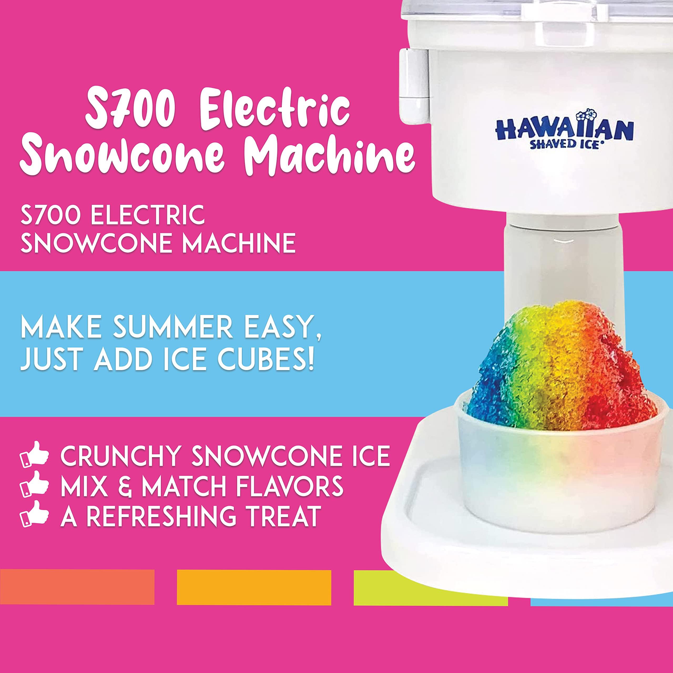Hawaiian Shaved Ice Hawaiian Shaved Ice Snow Cone Machine Package with Flavoring Syrups, Featuring Cherry, Grape, Blue Raspberry Shaved Ice Syrup and Party Ready Accessories