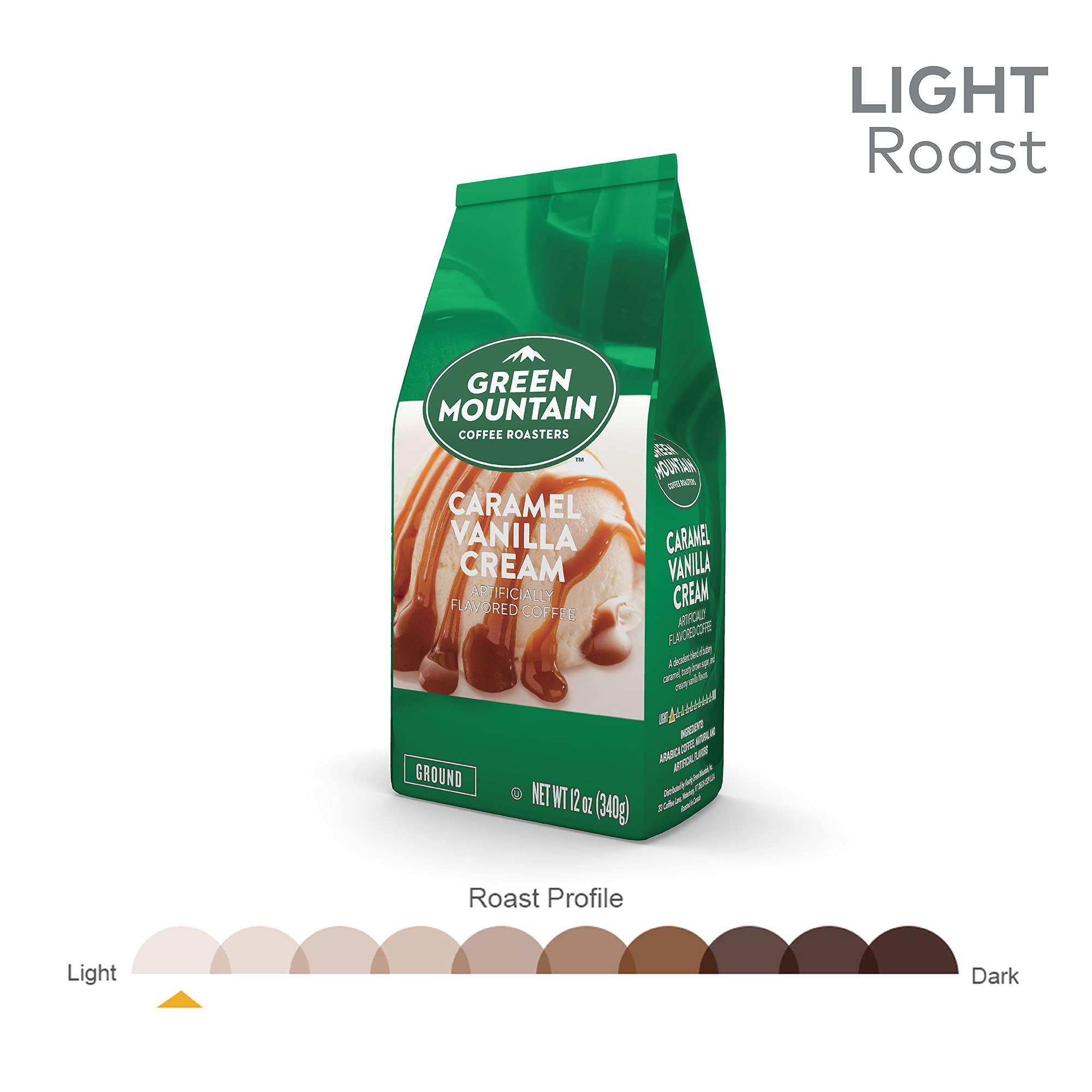 Green Mountain Coffee Roasters Green Mountain Coffee Roasters, Caramel Vanilla Cream, Ground Flavored Coffee, Light Roast, Bagged 12oz.