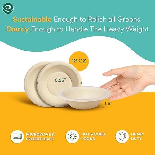ECO SOUL ECO SOUL 100% Compostable 12 Oz Soup Bowls [4 Packs of 100] Disposable dessert bowls I Heavy duty paper bowl I Eco-friendly salad bowl I Biodegradable large Bowls