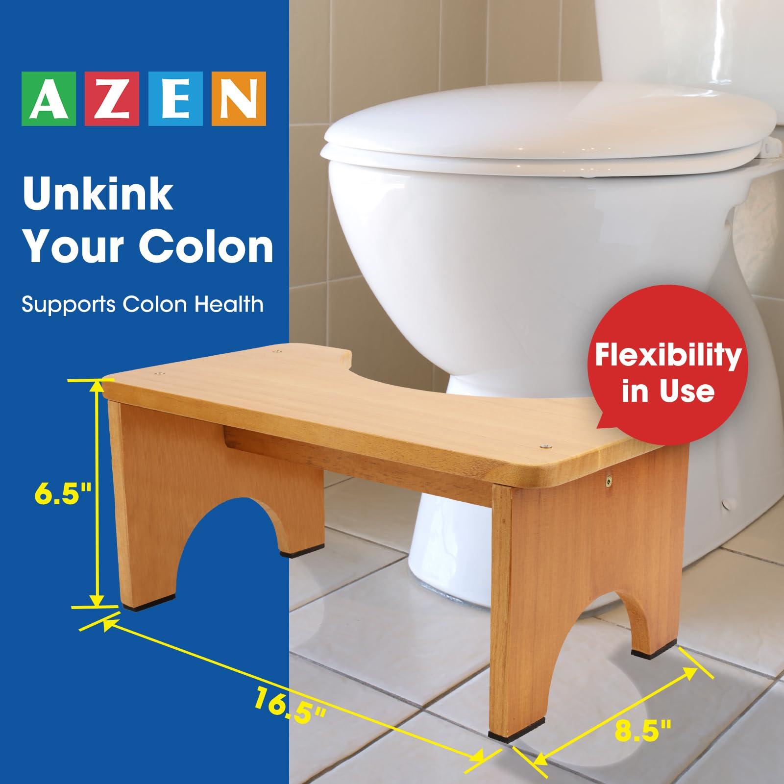 AZEN AZEN Toilet Stool Squat Adult, Wood Poop Stool for Bathroom Adults, Portable Toilet Potty Stool for Adults, 7 Inch Height