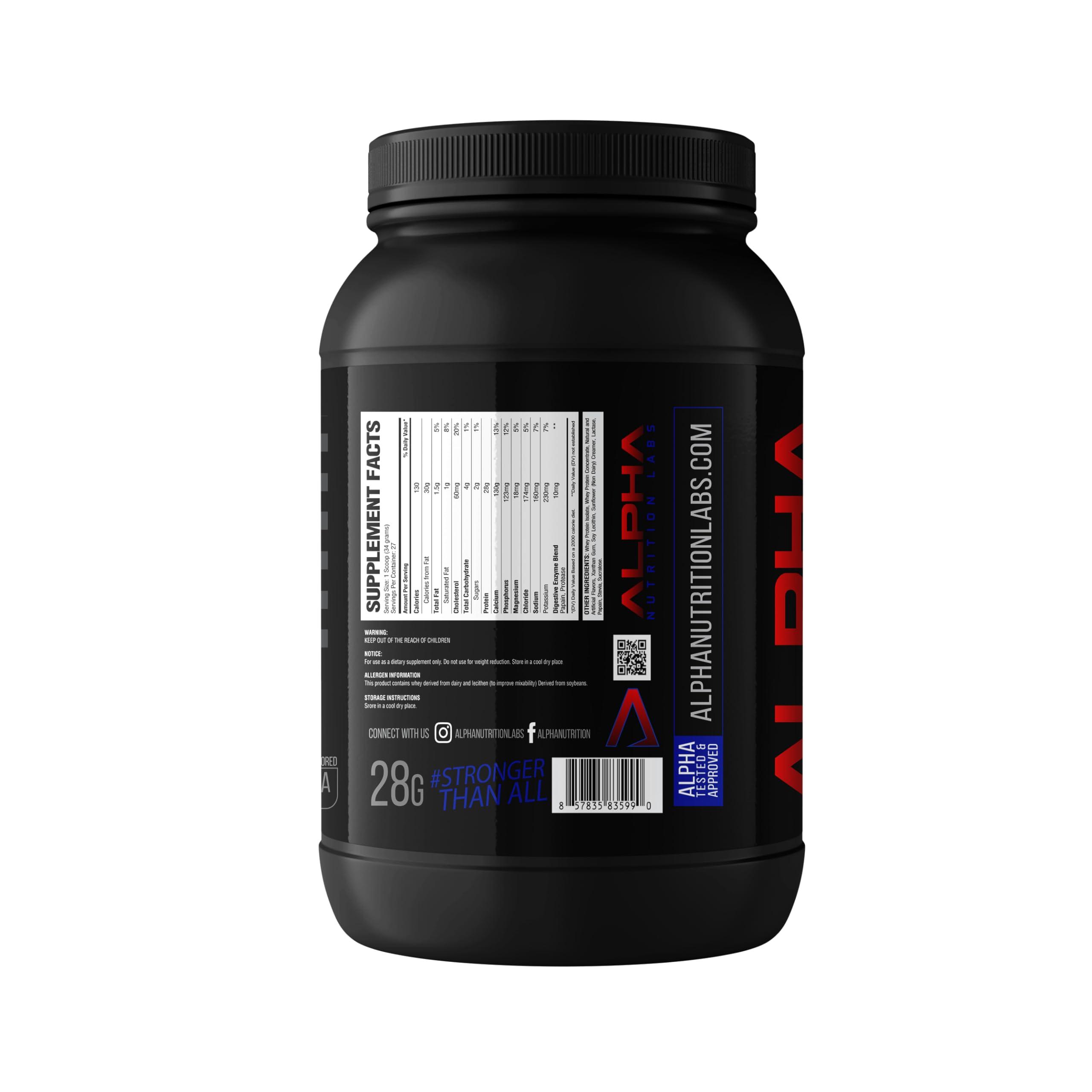 Alpha Nutrition Labs Alpha Nutrition Labs Whey Isolate Protein Powder - Vanilla Flavor, 28g of Protein, Protein Source, Low Carb, Classic Specialty