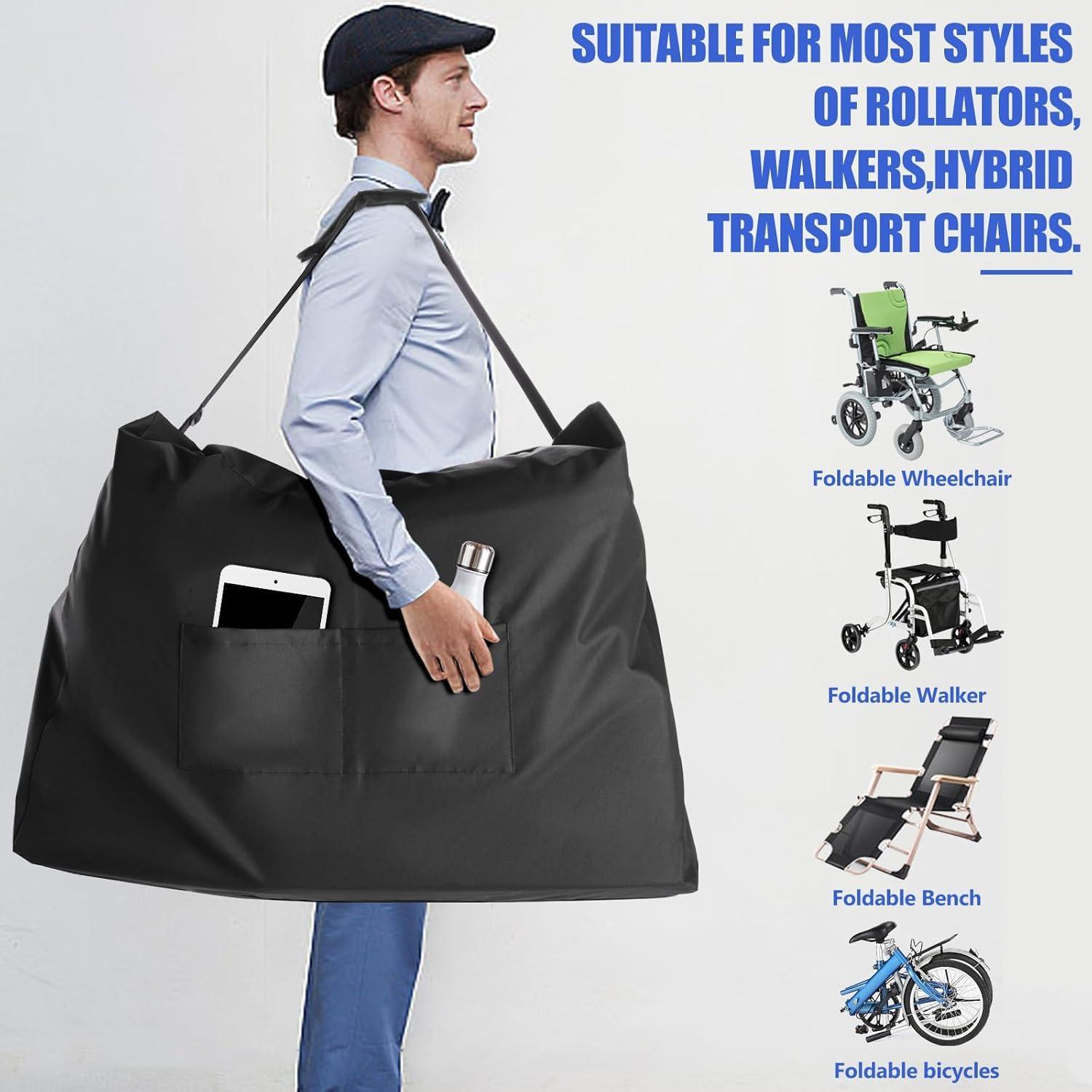 PenRux PenRux Rollator Travel Bag, Waterproof Wheelchair Bag for Folding Walker Large Capacity Oxford Cloth Wheelchair Transport Bag, 45.3x31.5x15.7inch