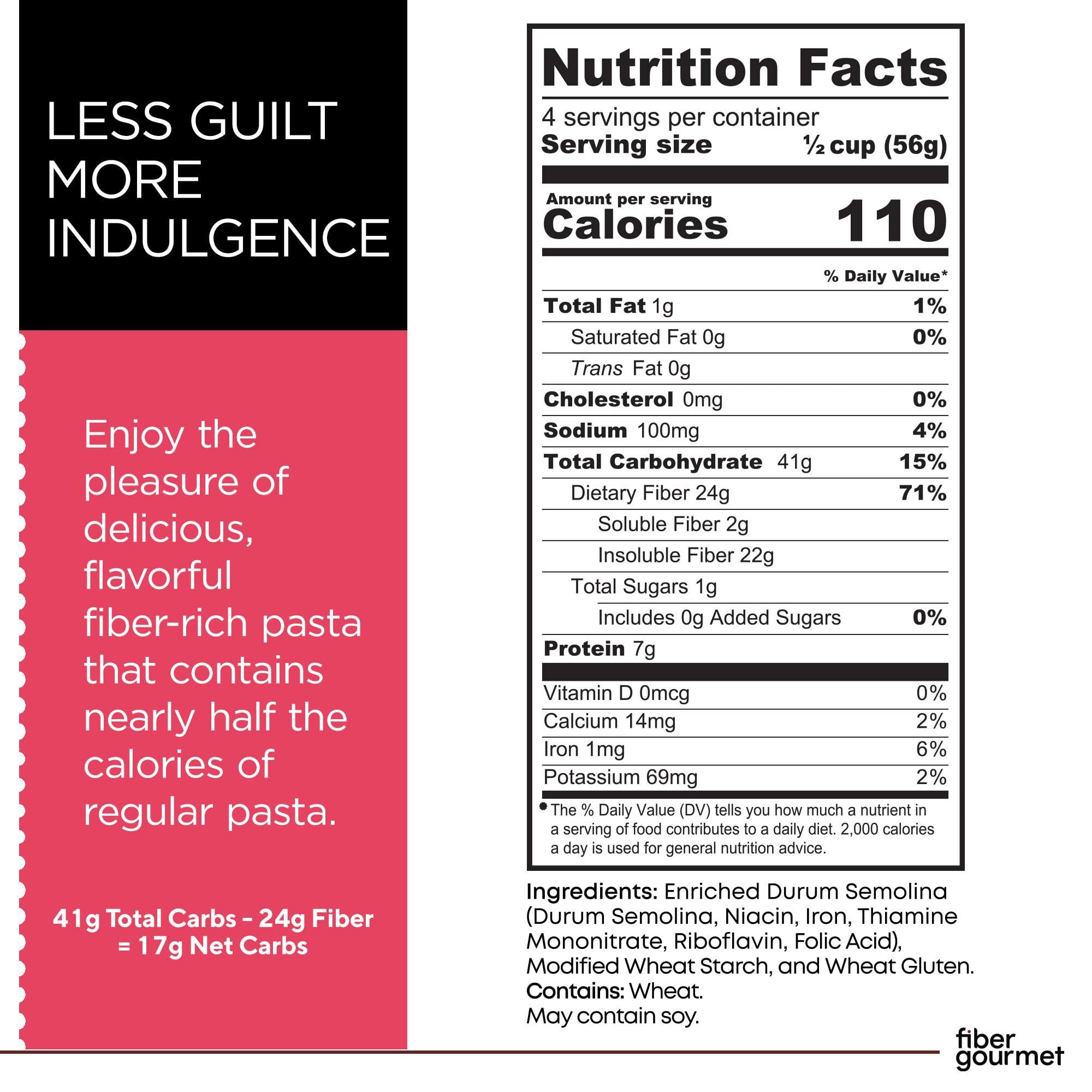 Fiber Gourmet Fiber Gourmet Pasta - Light Penne Pasta - Low Net Carb, Fiber-Rich, Low Calorie, Healthy Pasta - Made in Italy, Kosher, Vegan, Non-GMO - 8 Oz, Pack of 6