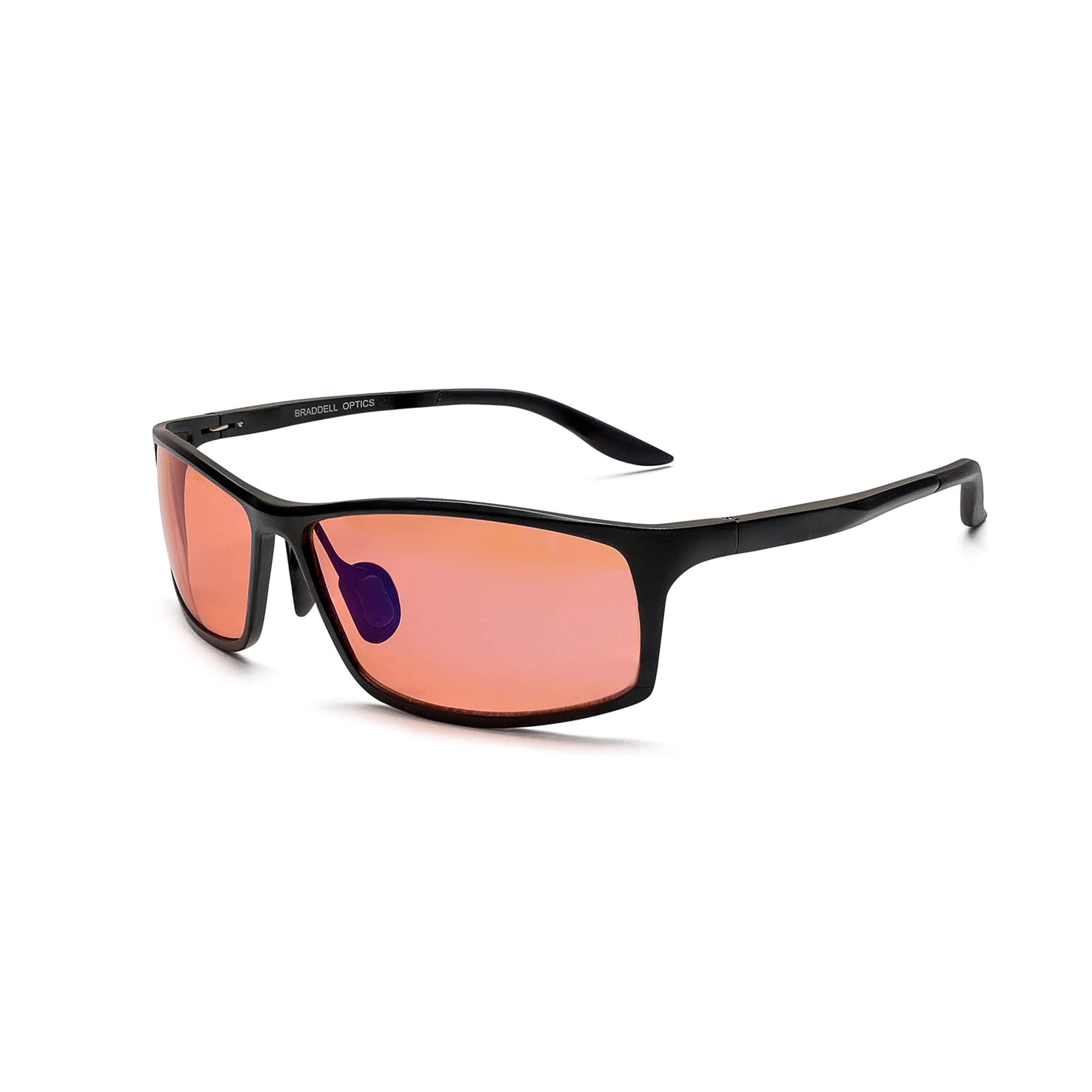 BRADDELL OPTICS BRADDELL OPTICS FL-41 Rose Tinted Blue Light Glasses for Migraine Light Sensitivity, Eyestrain and Fluorescent LED Glare (Aluminum Metal)