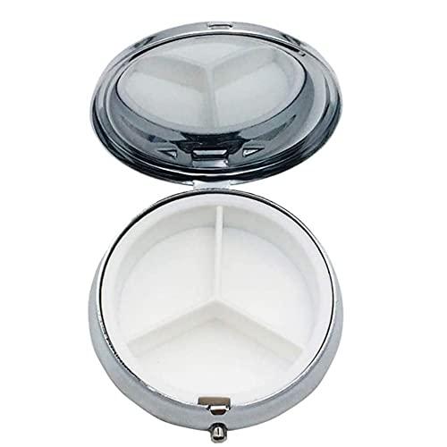 SEIWEI 2PCS Round Mini Portabler Stainless Steel Pill Box Case Pocket 2 inches Medicine Tablet Holder Organizer Case for Purse -Compact 3 Compartment(Ladybug)