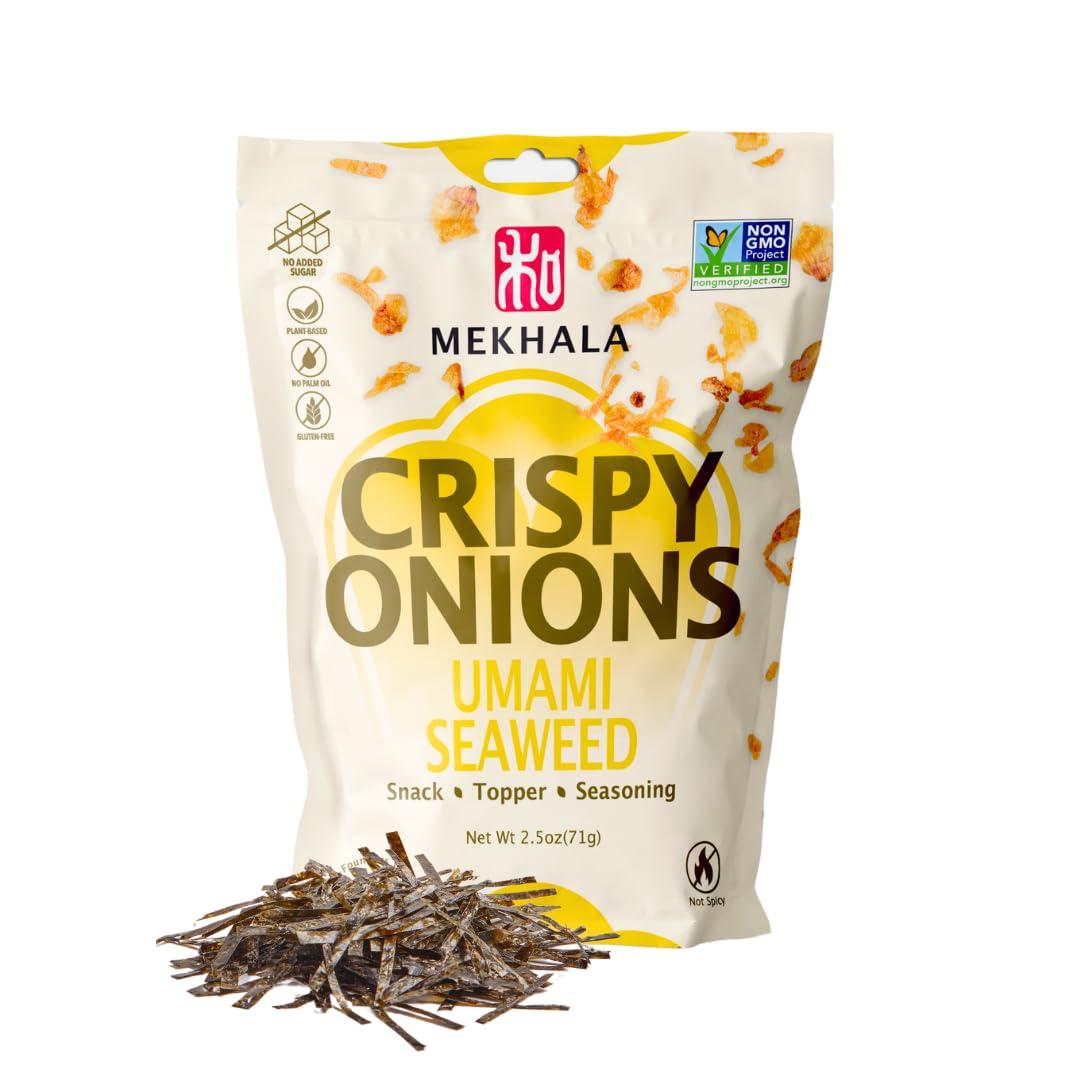 Mekhala Mekhala Umami Seaweed Crispy Onions - Salad Toppings Crunchy Fried Onions For All-Purpose Seasoning Like Keto, Ramen Toppings, And Rice Gluten-free | 2.5oz