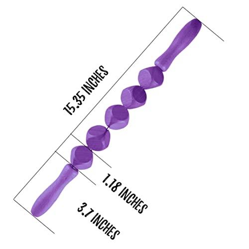 Lashicorn Lashicorn Wood Therapy Massage Tools 4 Piece Set | Hot Pink Tools | Maderoterapia Kit, Wood Therapy Massage Tools, Cube Roller, Lymphatic Drainage Massager, Engraved Massage Roller | Purple
