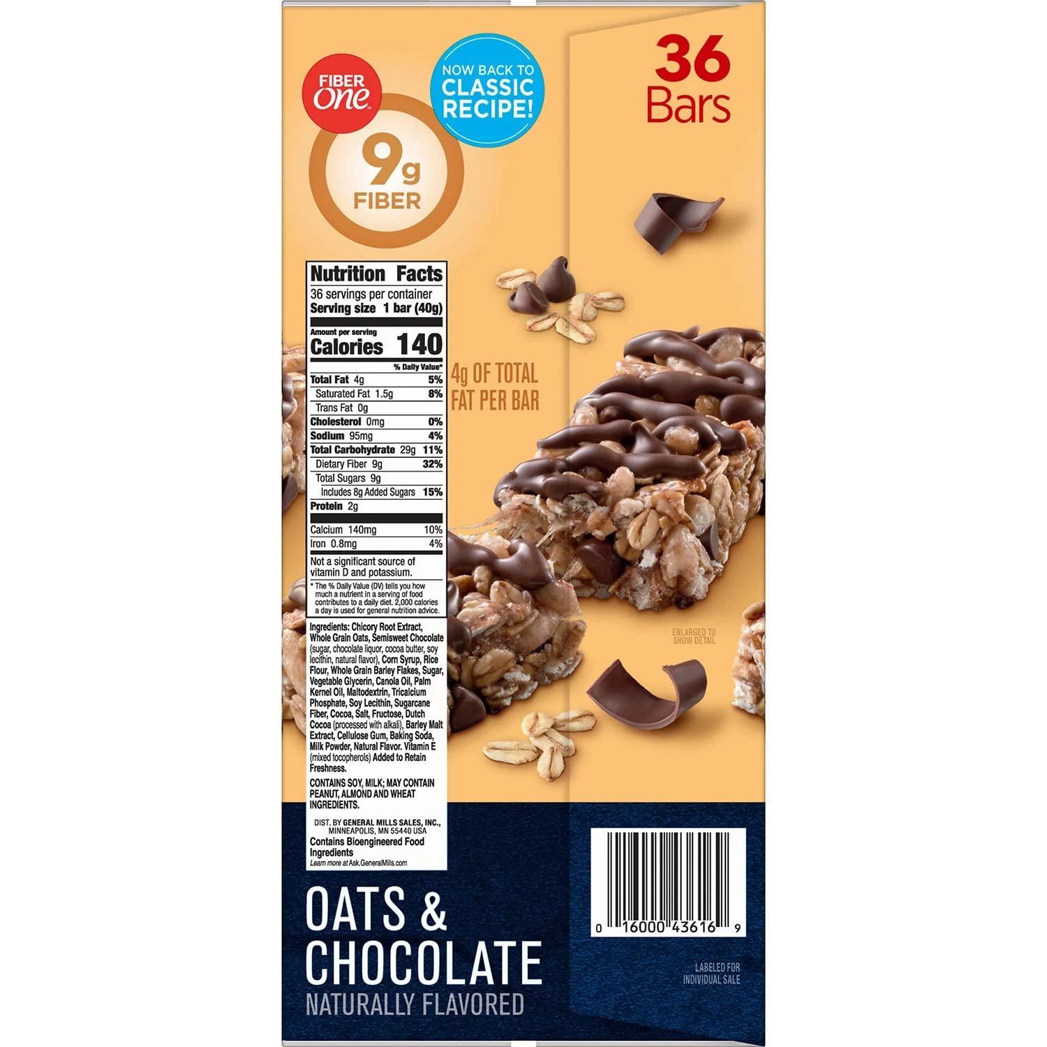 Fiber One Fiber One Oats and Chocolate Chewy Bars, 1.4 Ounce (Pack of 36)