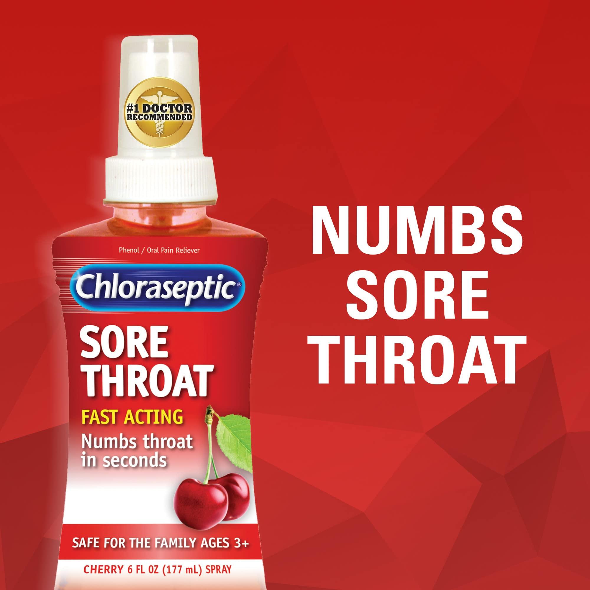 Chloraseptic Chloraseptic Sore Throat Spray, Cherry, 6 fl oz, 1 Bottle (Pack of 2)