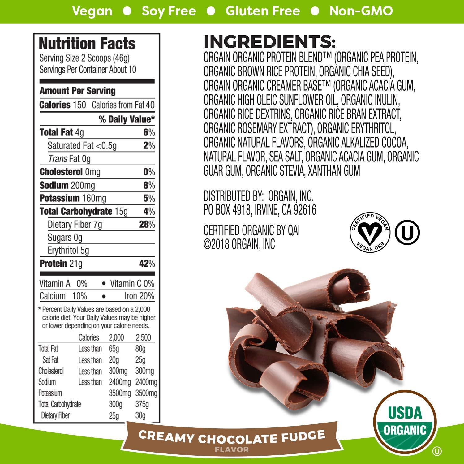 Orgain Orgain Organic Plant Based Protein Powder, Creamy Chocolate Fudge - 1.02 Pound & Organic Plant Based Protein Powder, Vanilla Bean - Vegan, Low Net Carbs, Non Dairy, Gluten Free, 1.02 Pound