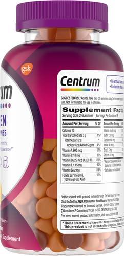 Centrum Centrum MultiGummies Gummy Multivitamin for Women, Multivitamin/Multimineral Supplement with Vitamin D3, B Vitamins and Antioxidants, Assorted Fruit Flavor - 170 Count (Pack of 2)