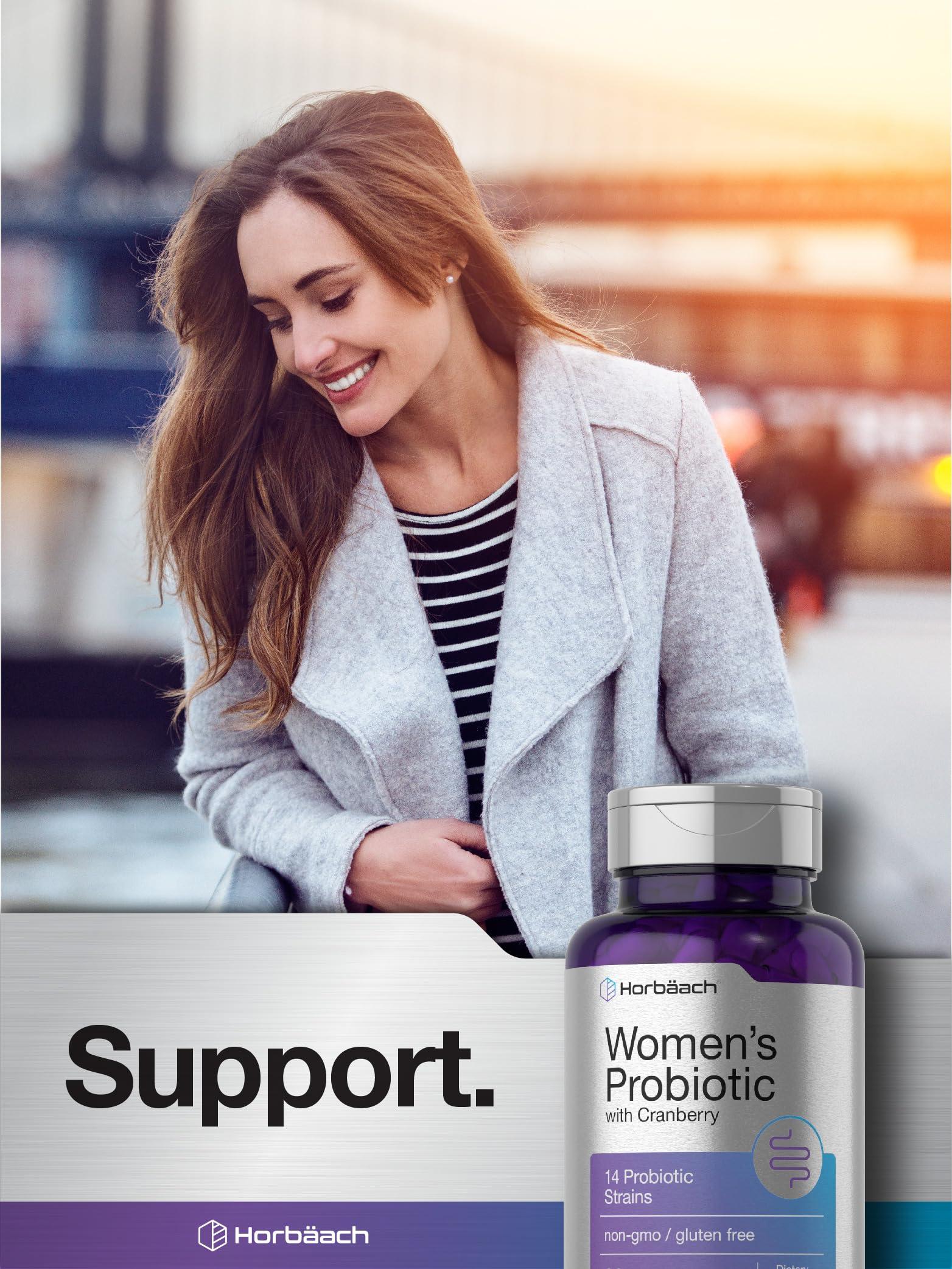 Horbach Horbaach Probiotic for Women with Cranberry | 90 Capsules | 14 Probiotic Strains | Non-GMO, Gluten Free Supplement