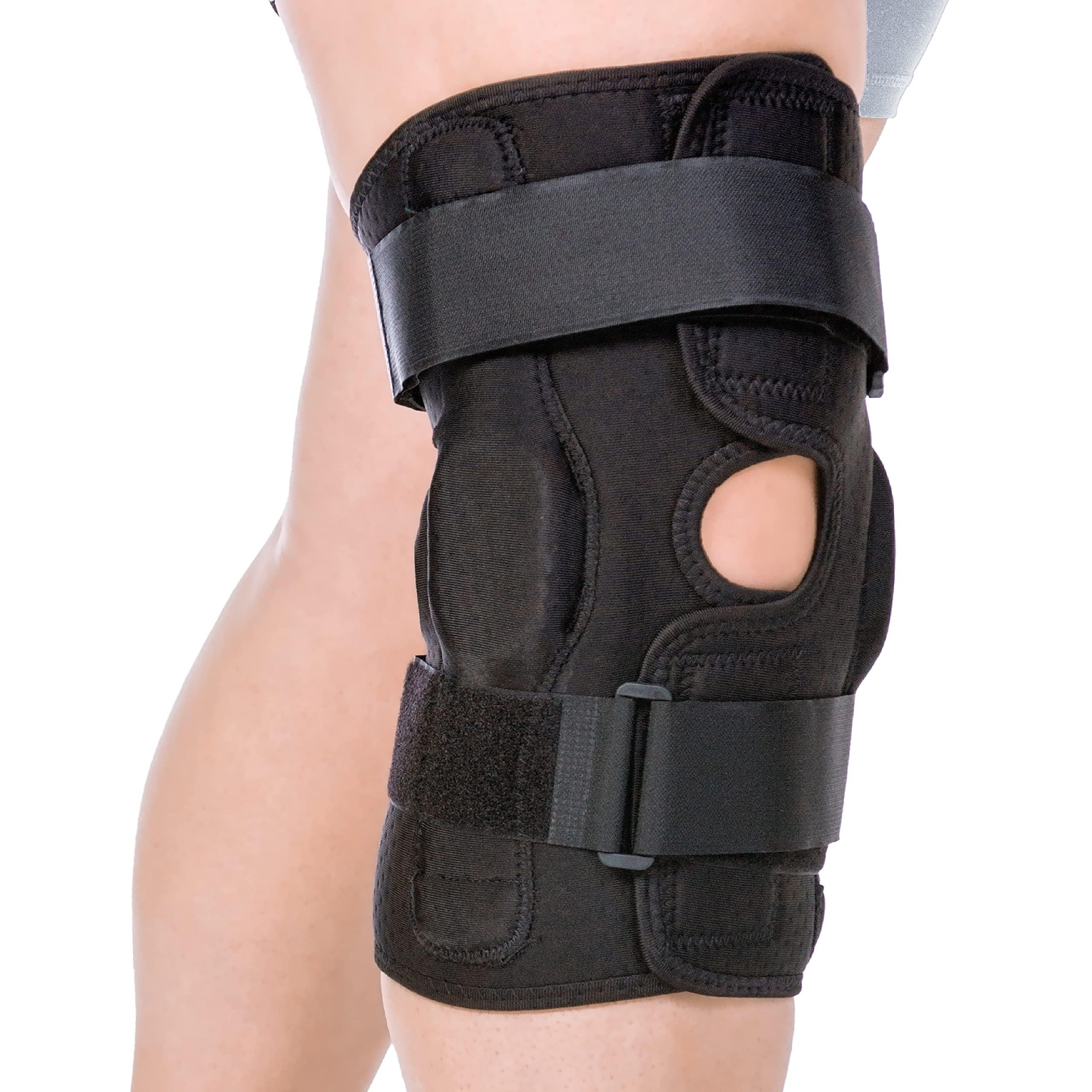 BraceAbility BraceAbility Plus Size Torn Meniscus ROM Knee Brace - Hinged Post Surgery Support with Flexion Extension Control for Hyperextension Locking, Ligament PCL or ACL Tears, Osteoarthritis Relief (5XL)