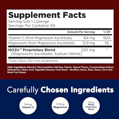 NO2U NO2U Bryan NITRICEUTICALS - Natural Nitric Oxide Supplements for Men & Women - Promotes Blood Circulation, Oxygen & Nutrient Delivery, Daily Wellness Support - No Gluten or Dairy - 60 Vegan Lozenges