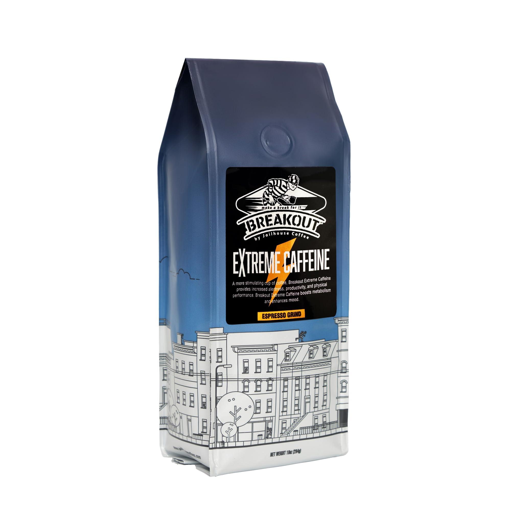 JAILHOUSE COFFEE MAKE A BREAK FOR IT Jailhouse Breakout Extreme Caffeine Ground Coffee| Espresso Grind | 10 oz