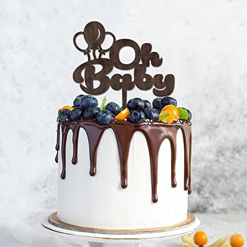 sanxnjana Wooden Baby Shower Baby Baptism Cake Topper Oh Babies Decorative Rustic Wood Cake And Cupcake Topper Cake Decoration for Newbaby Welcome Party Photo Booth Props Baby Birthday Party Decorations