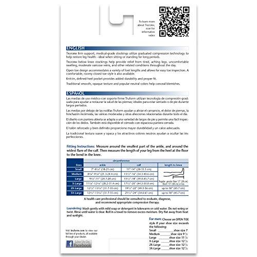 Truform Truform 20-30 mmHg Compression Stocking for Men and Women, Knee High Length, Open Toe, White, Small