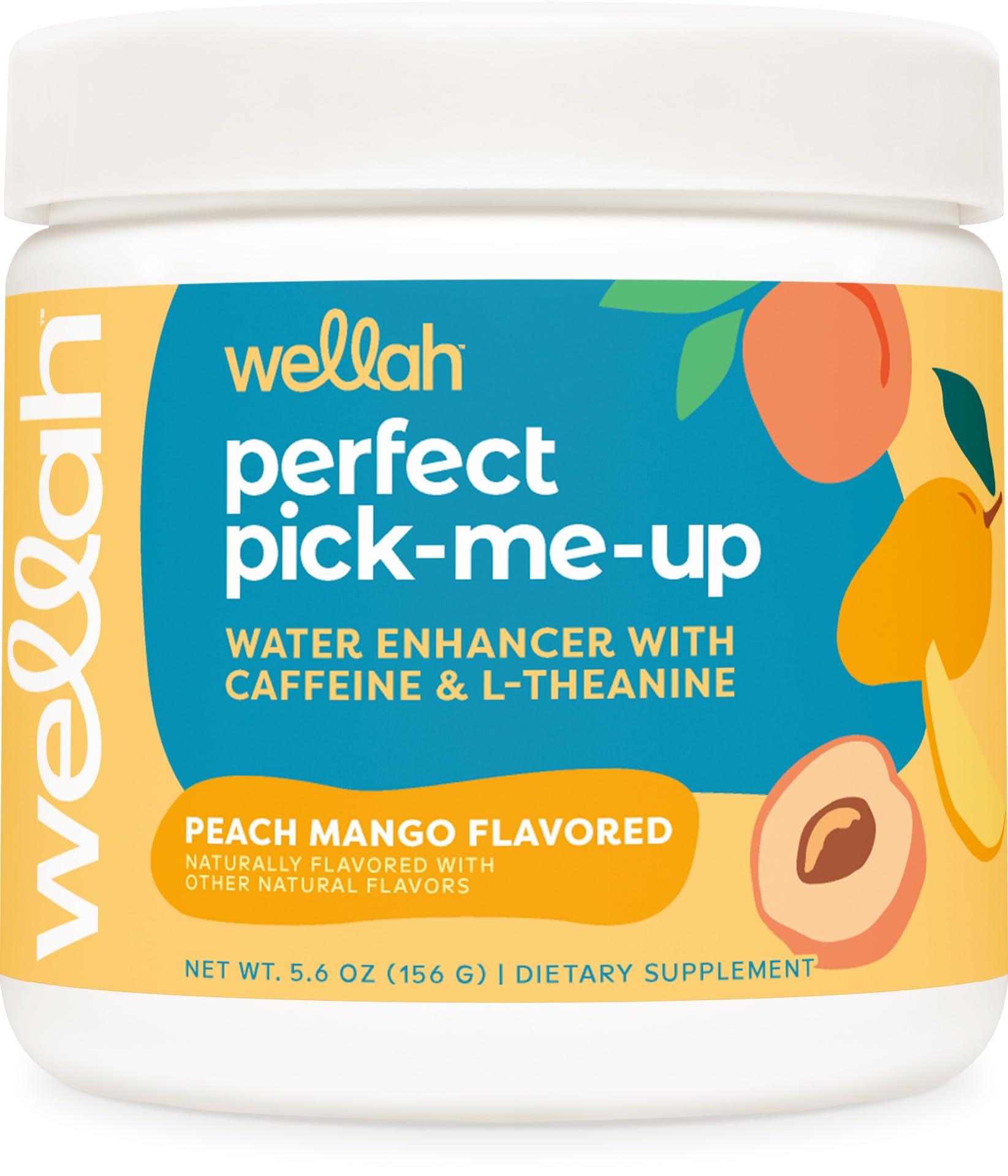 Wellah Wellah Perfect Pick-Me-Up (Peach Mango) 30 Servings - Energy Boost Drink Mix