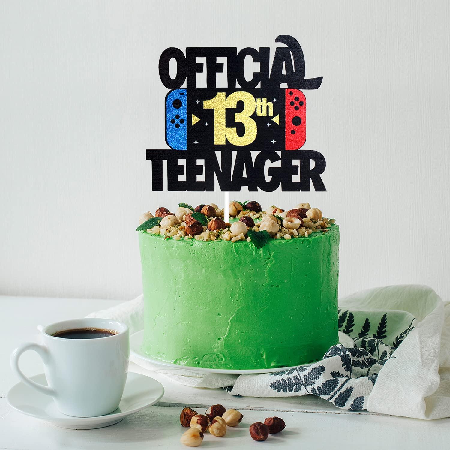 LHCING OFFICIAL TEENAGER 13th Birthday Cake Topper - Boys Girls 13th Birthday Glitter Cake Supplies - Thirteen Years Old Birthday Party Decoration