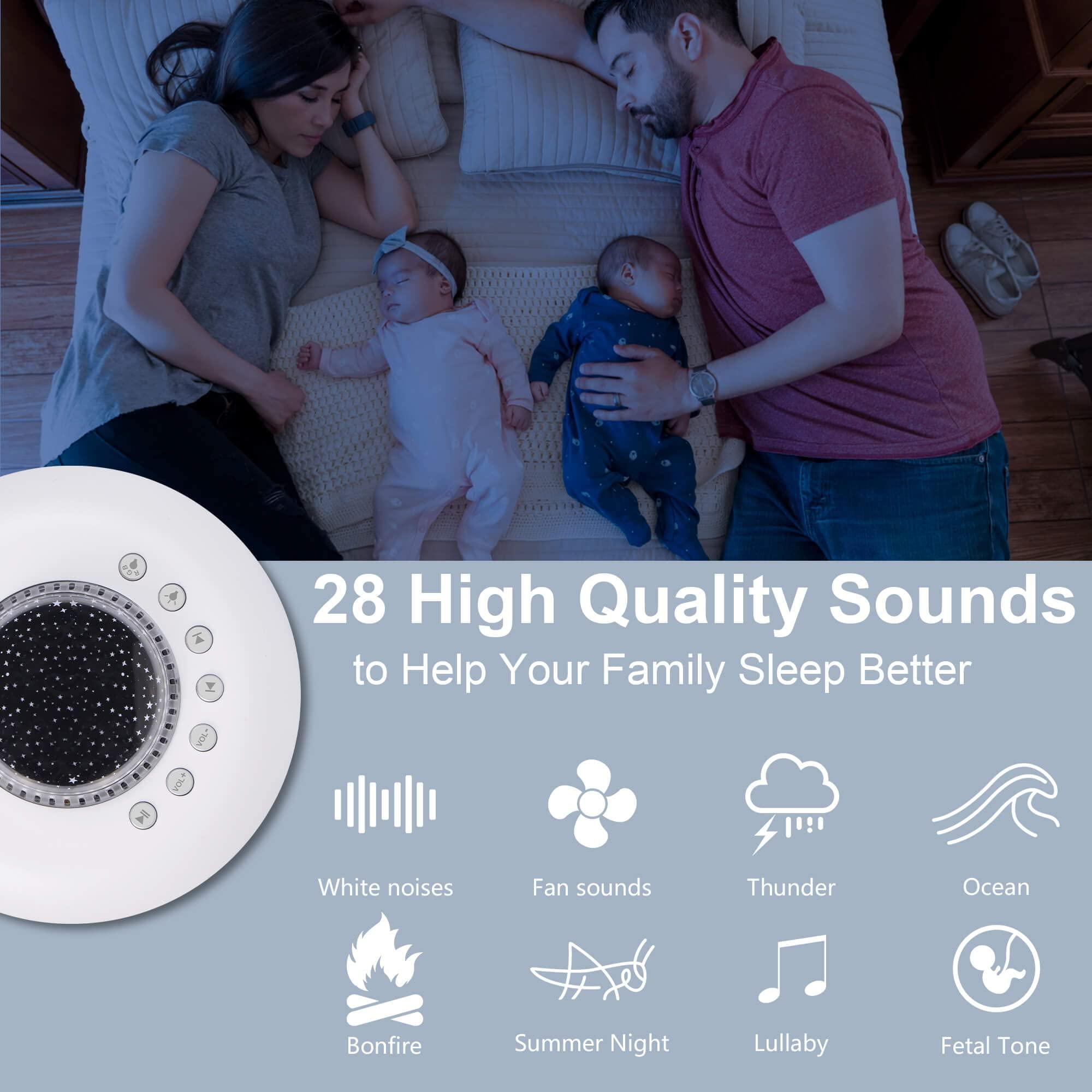 Famisym FamiSym White Noise Machine for Kids, Sound Machine Baby with 7 Starry Ambient Night Light, 28 Soothing Sounds Sleep Noise Machine Maker Ideal Gifts for Kids Adults Bedside Travel Nursery