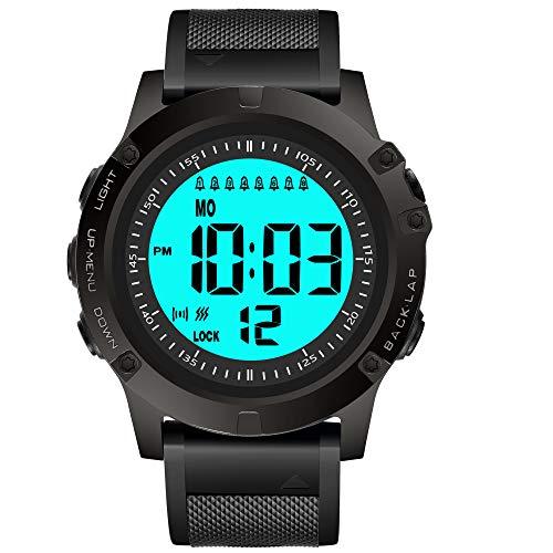 T TICCI TICCI Men 8 Vibrating Alarms Watch Medication Aids Vibra Pill Alert Reminder for Elderly Seniors Big Digits Waterproof (Black)