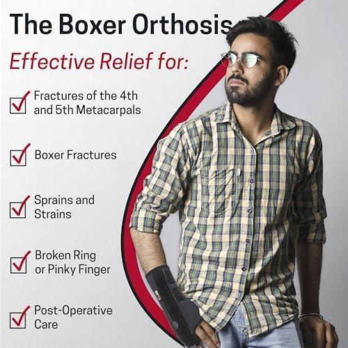 Ezy Wrap Ezywrap The Boxer Orthosis Orthopedic Hand & Wrist Brace | Wrist Brace for Women & Men | Wrist Support Strap for Sprain, Wrist Sleeve, Metacarpal Wrap Brace | Regular | Right | (Single/Black)