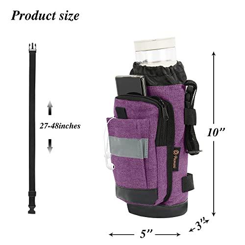 PACMAXI Crutch Bag Lightweight Crutch Accessories Storage Pouch with Reflective Strap and Front Zipper Pocket for Universal Crutch Bag to Keep Item Safety (Purple)