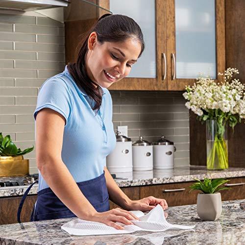 Microfiber Wholesale Kitchen Towels - Microfiber Waffle Weave Towels | Blue | 16 x 16 in. (6 Pack) | Absorbent, No Lint, Thick, Reusable, Commercial, Soft, Hand, Tea, Glass, Bar, Sublimation Blank, Polyester Cloths