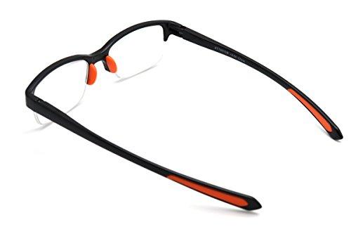 COLOR VIPER ColorViper basic square computer Amber tinted lenses reader Unisex spring temple Reading Glasses many sizes (medium Half-Rim orange/light amber computer lens, 2.00)