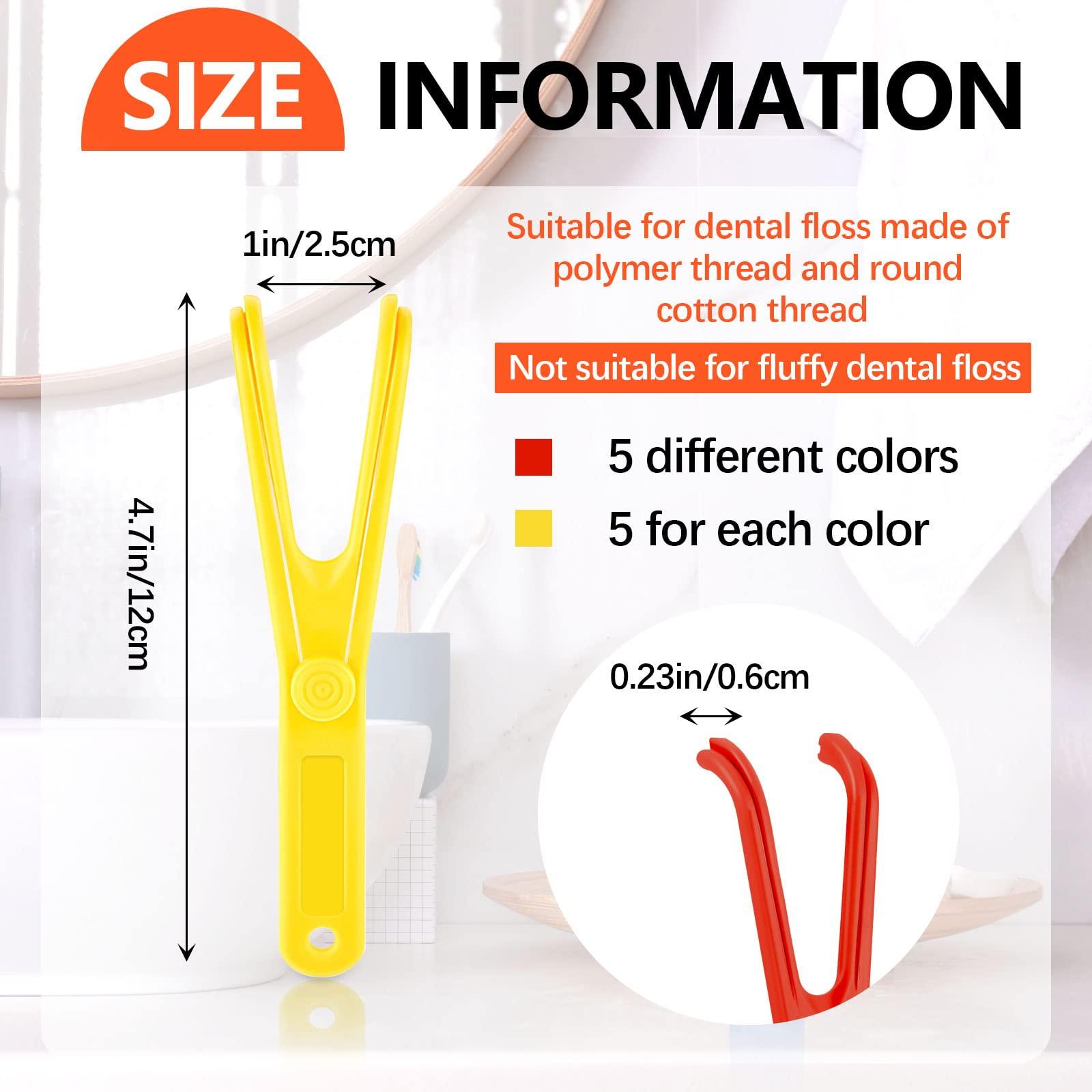 CHENGU Chengu 10 Pieces Dental Floss Holder Reusable Flosser Reusable Floss Handle Holder Flossmate Handle for Oral Clearing(Red, Yellow)