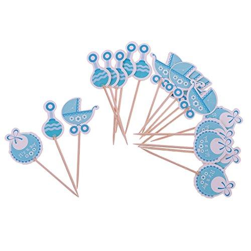 Inzopo Pack of 18 It'a a Girl or Boy Cake Topper Baby Shower Christening Party Cupcake Picks - It's a Boy, One Size