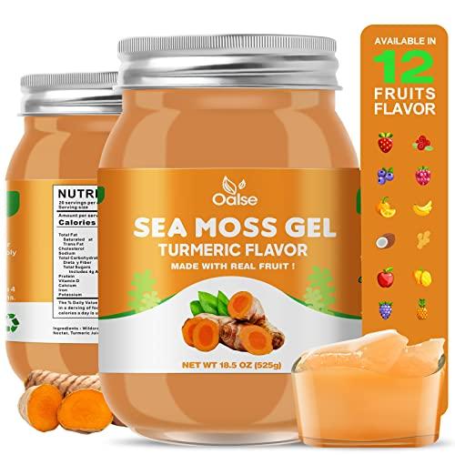 OALSE OALSE (18.5 OZ Irish Sea Moss Gel Turmeric Flavor - Organic Seamoss Gel with 92 Minerals and Vitamins - Non-GMO, Gluten-Free, Vegan - Immune Defense Thyroid Digestive Support