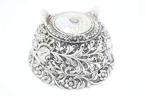 Rajasthan Gems Rajasthan Gems Handmade Dish Bowl Oxidized 925 Sterling Solid Silver India Hand Engraved F