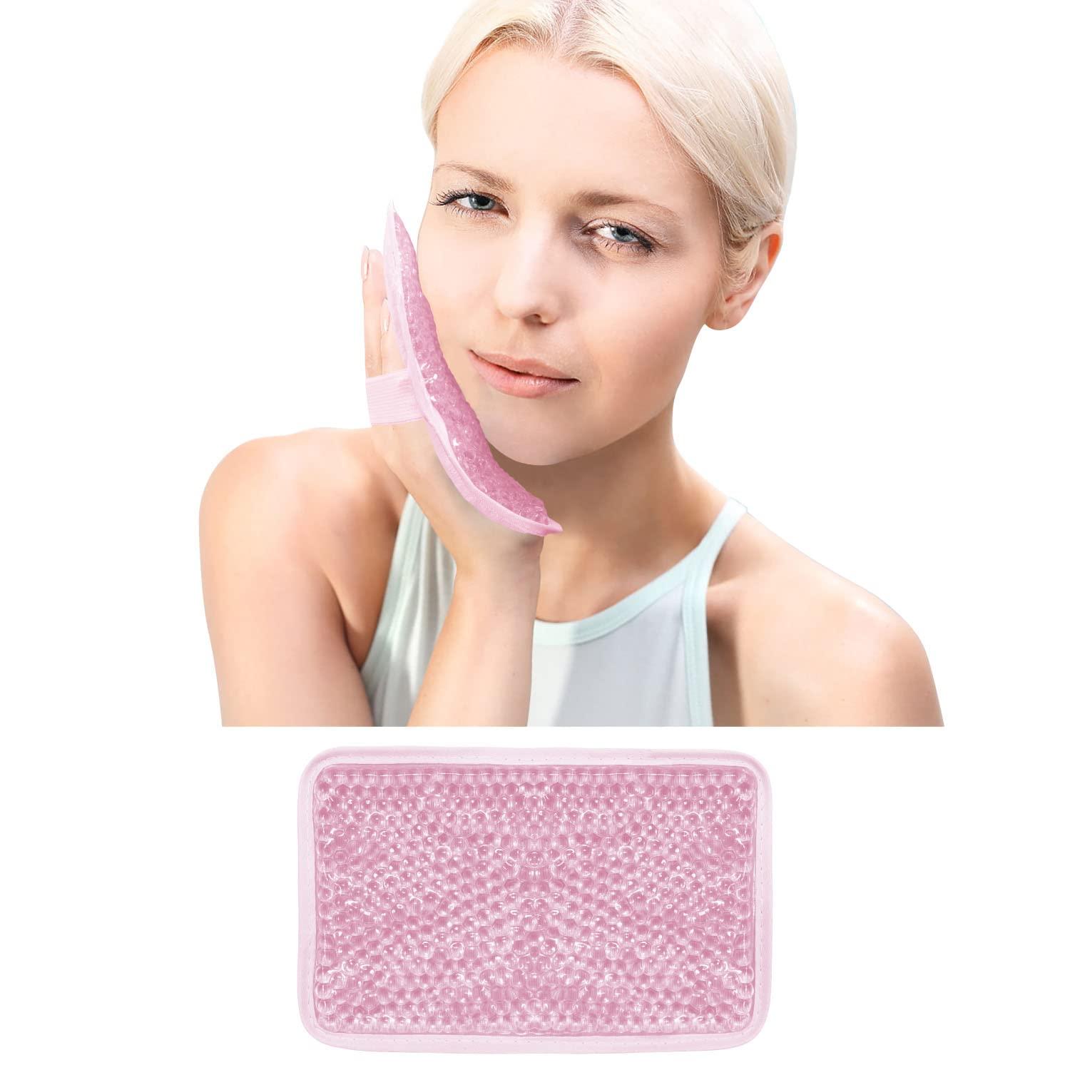 ZNÖCUETÖD Gel Beads Ice Pack Ice Bag with Strap-Reusable Hot & Cold Pack Compress Therapy for Pain, Swelling,Injuries of Knee, Shoulder, Foot, Back, Ankle, Neck, Hip, Elbow (1Pcs,Pink)