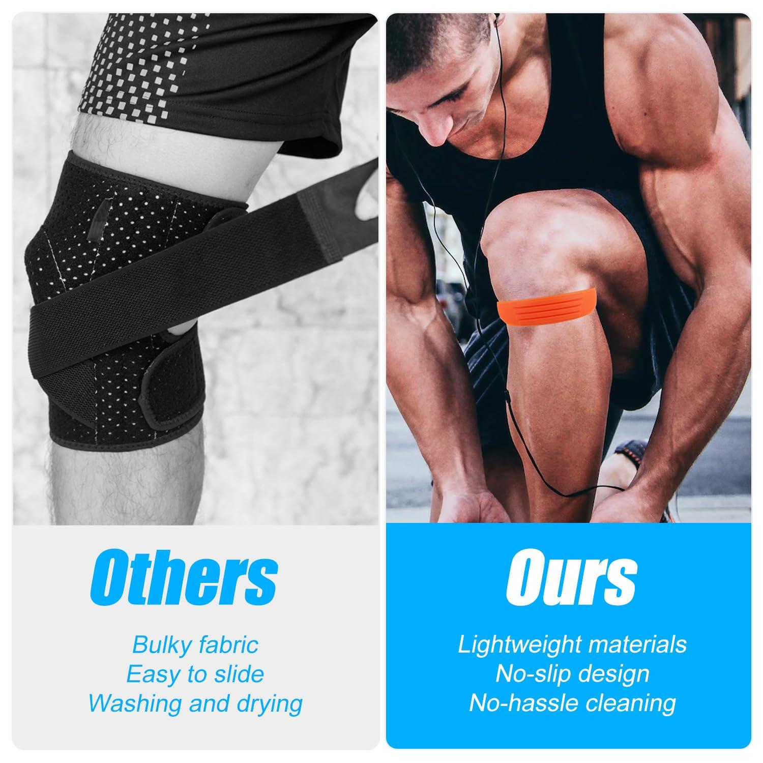 NQEUEPN NQEUEPN 2pcs Patella Tendon Knee Strap, Silicone Patellar Knee Bands Elastic Patella Knee Support Brace Flexible Patella Tendon Bands for Jumper Running Basketball Sports Men Women (Orange)
