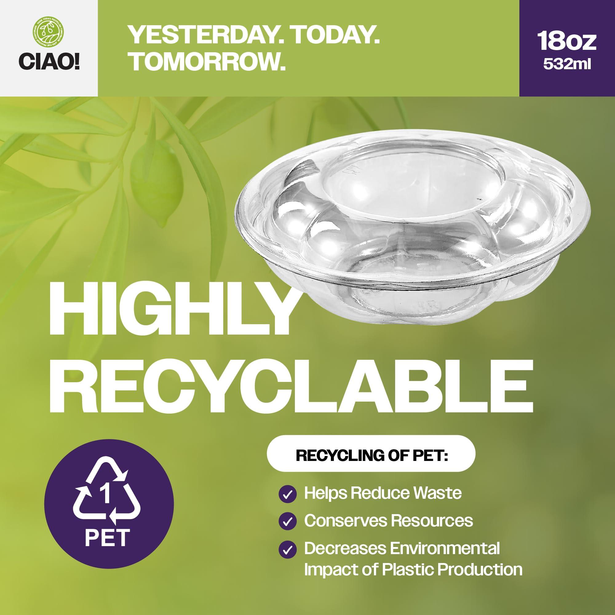 CIAO! CIAO! 18 oz Clear PET Fruit and Salad Bowl with Rose Dome Lid (150/case)