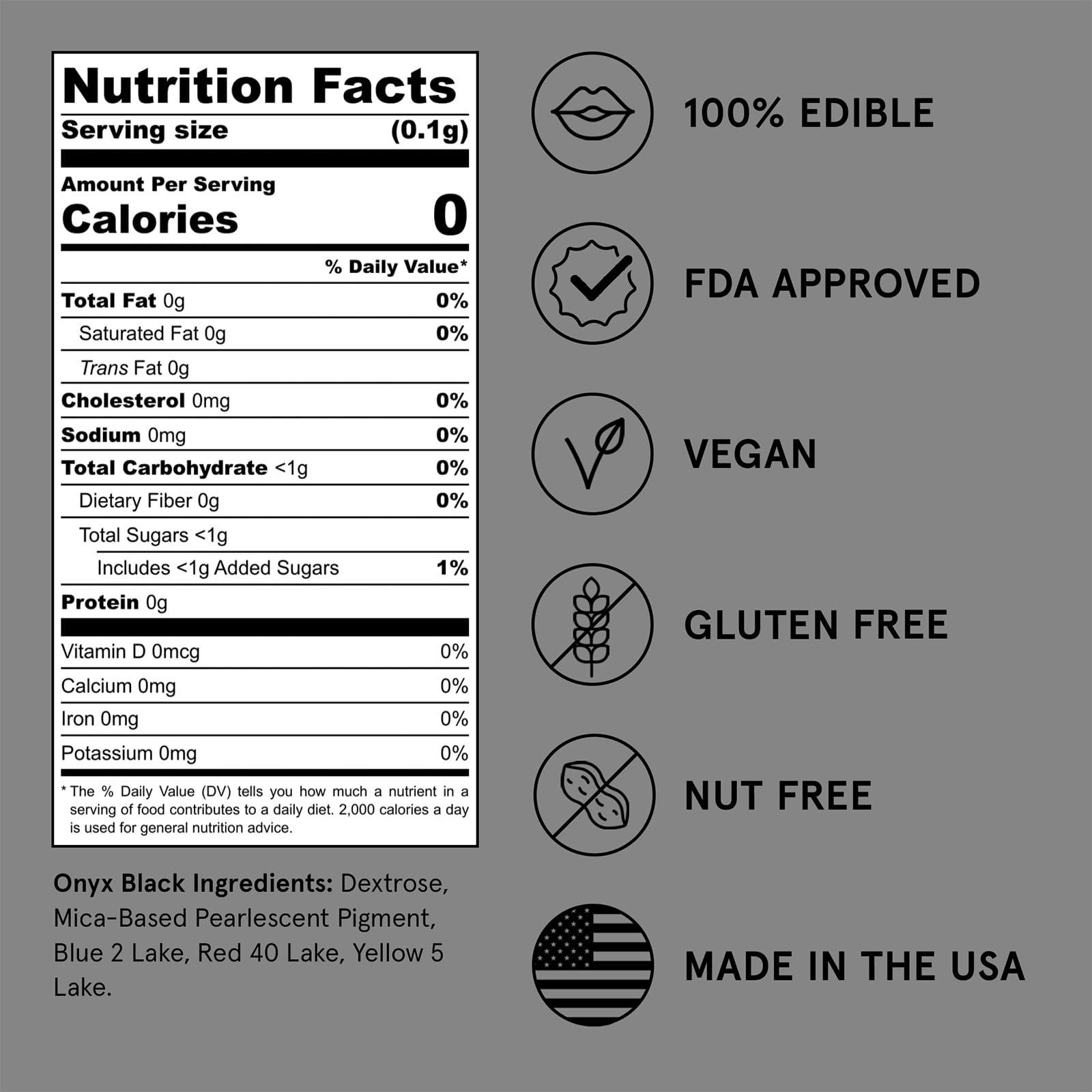 Fancy Sprinkles Fancy Sprinkles Onyx Black Premium Edible Glitter, 100% Edible Glitter for Sparkling Food & Drinks No Taste or Texture (4gm)