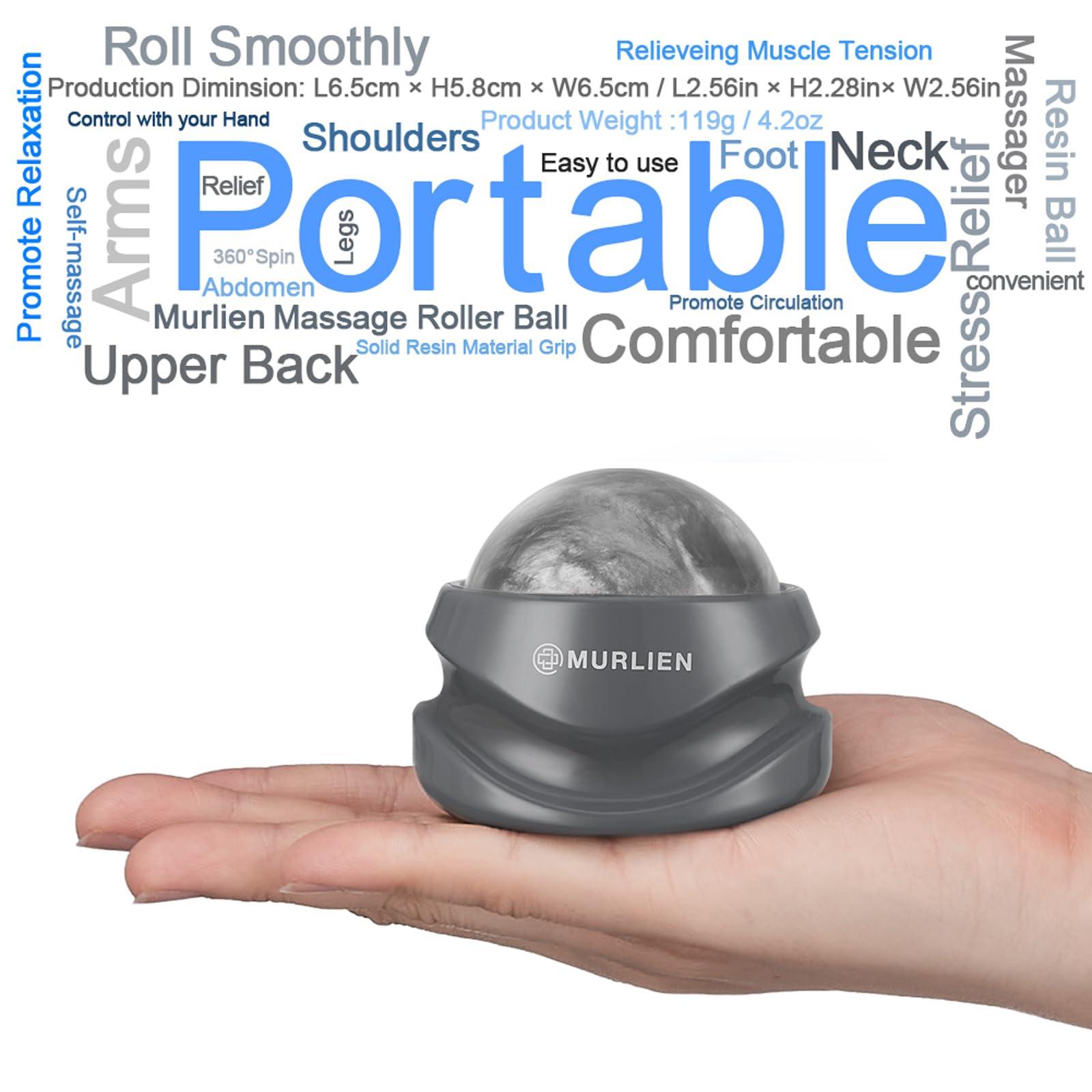 MURLIEN MURLIEN Massage Roller Ball, Tight and Sore Muscles Relief, Manual Massager, Alleviating Shoulder, Arms, Back, Legs, Calves or Muscle Tension - Gray