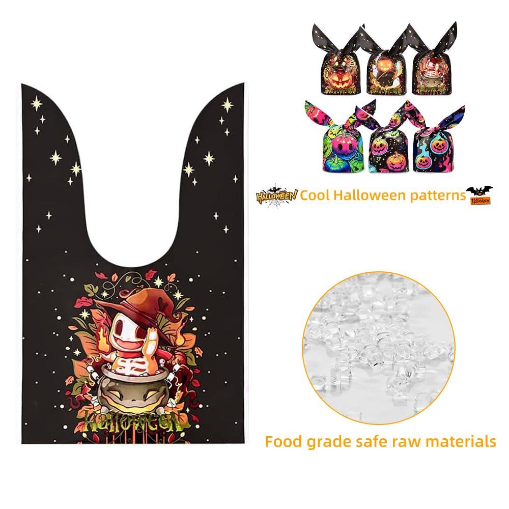 Colodeol 200PCS Halloween Treat Bags Candy Bags Bulk,Halloween Candy Bags for Kids Trick or Treat,Plastic Small Halloween Goodie Bags Halloween Party Favor Bags for Snack Sandwich Cookie