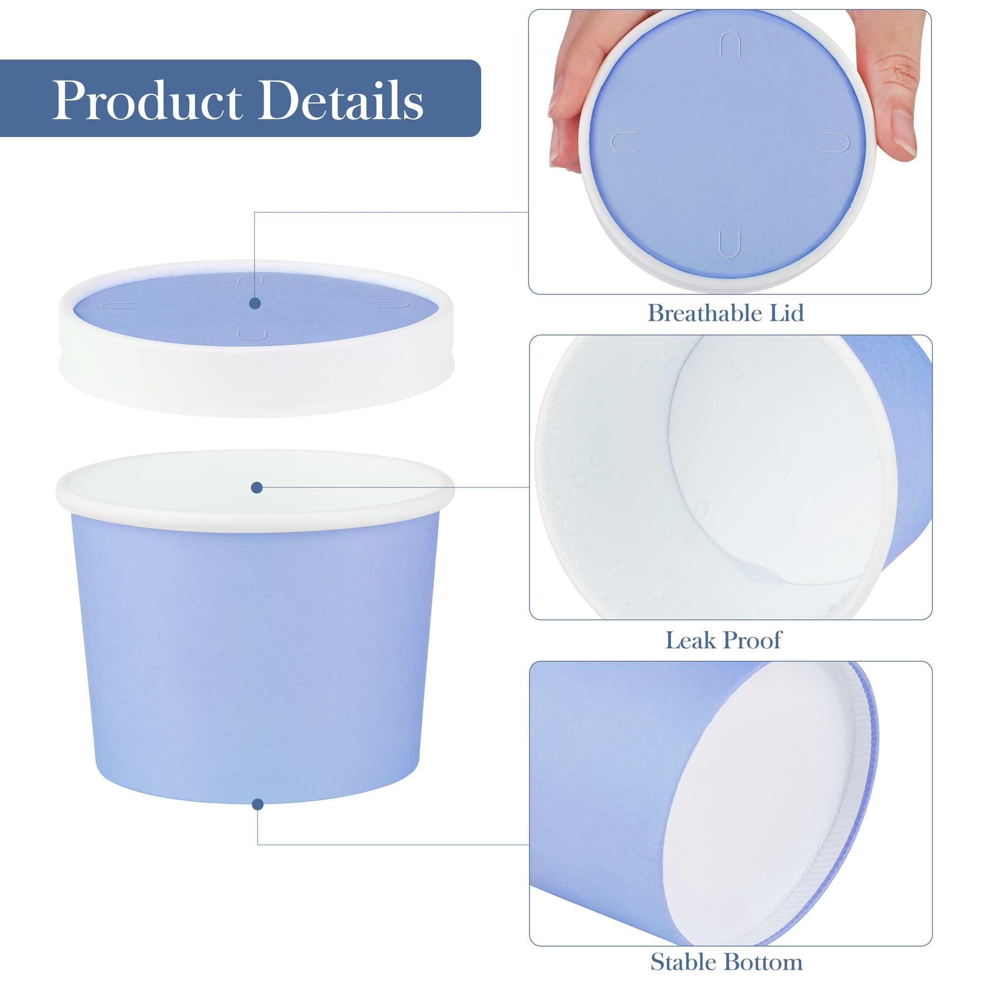 Ruisita Ruisita 50 Pack Ice Cream Containers with Lids 8 Ounces Disposable Soup Bowls with Lids Paper Ice Cream Sundae Cups Treat Cups with Lids Protect Frozen Desserts like Yoghurt, Assorted Colors