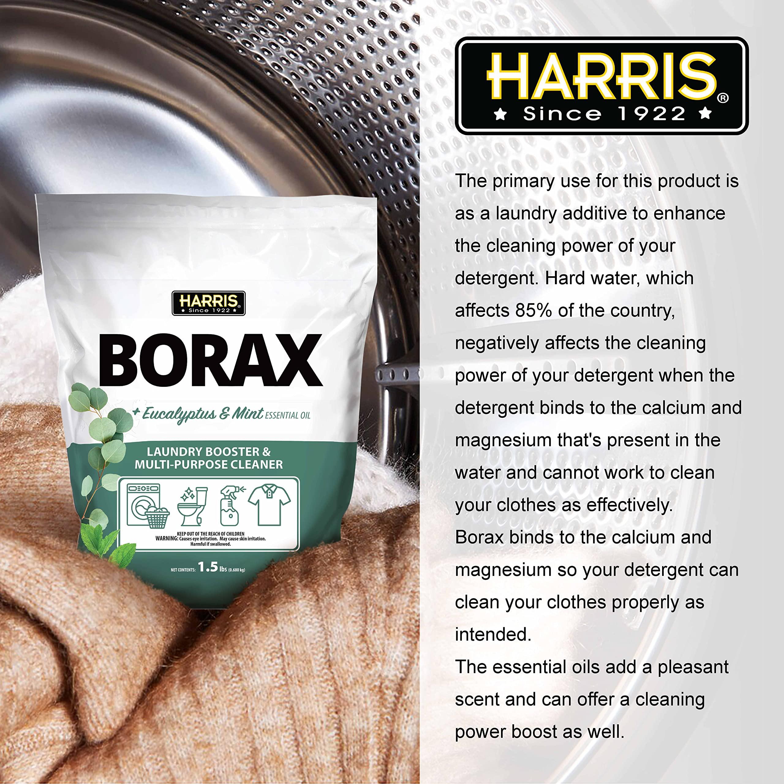 HARRIS Harris Borax Powder Laundry Booster and Multipurpose Cleaner, 1.5lb (Eucalyptus Mint)