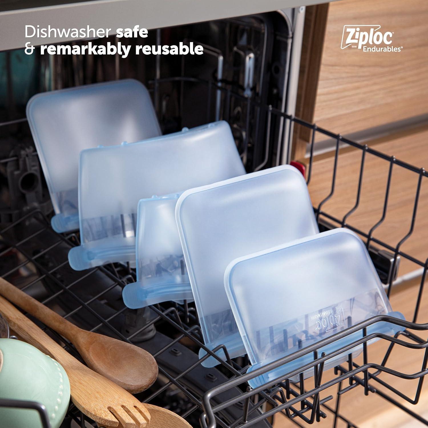 Ziploc Ziploc Endurables Medium Pouch, 2 Cups, Reusable Silicone Bags and Food Storage Meal Prep Containers for Freezer, Oven, and Microwave, Dishwasher Safe