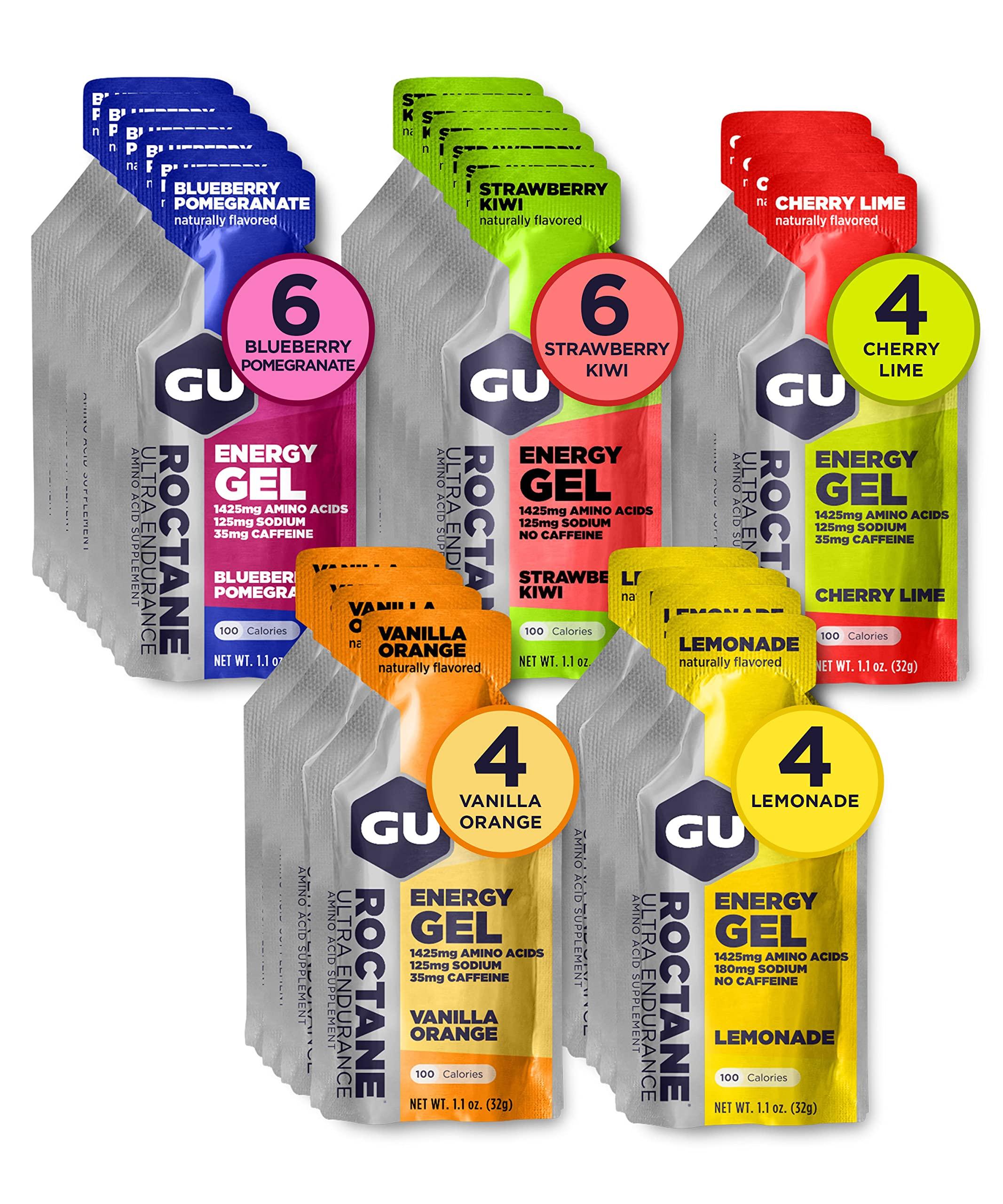 GU GU Energy Original Sports Nutrition Energy Gel, Vegan, Gluten-Free, Kosher & Roctane Ultra Endurance Energy Gel, Vegan, Gluten-Free, Kosher