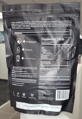 WelleCo WelleCo, Nourishing Protein, Premium Organic Sprouted Brown Rice & Pea Protein, Chocolate Flavour, 300g (10.5oz) Pouch