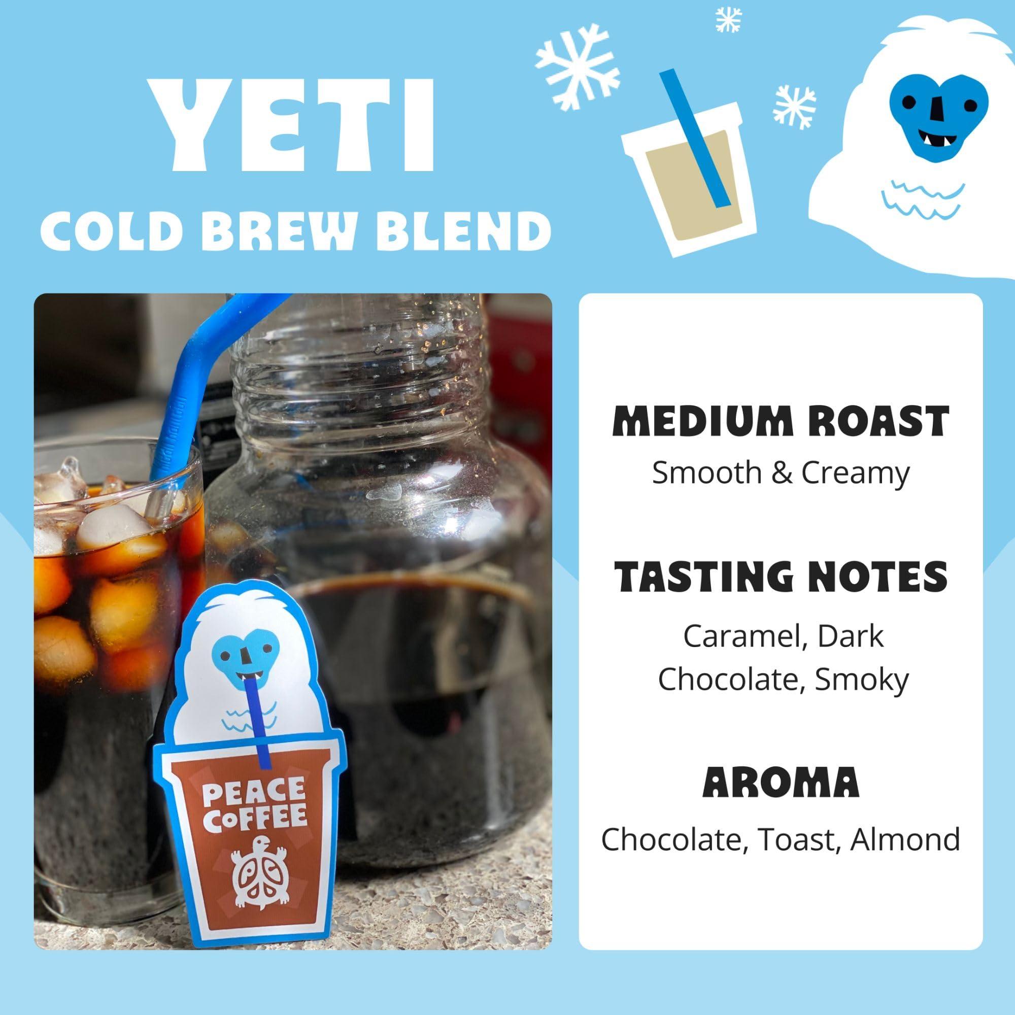 Peace Coffee Peace Coffee Yeti Cold Brew Blend | 5 lb Medium Roast Course Grind| Organic Fair Trade | Smooth, Rich Flavor | Shade Grown, Fresh Roasted