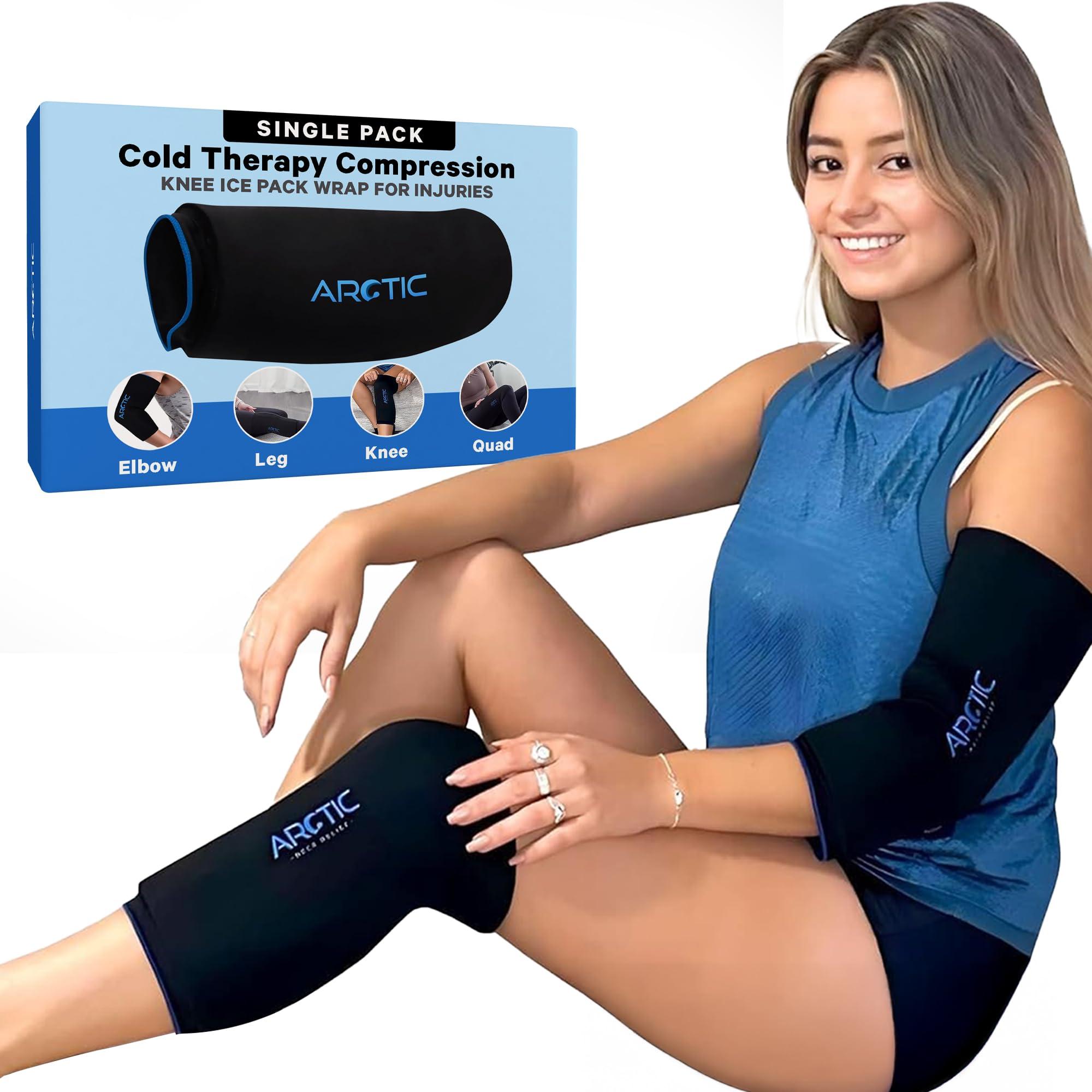 Arctic Neck Relief Cold Therapy Compression Ice Sleeve, Knee Ice Pack Wrap for Injuries, Elbow, Quad & Hamstring Relief, Flexible & Reusable Cold Wrap Recovery for Meniscus, ACL, MCL, Ice & Heat Therapy (X-Large)