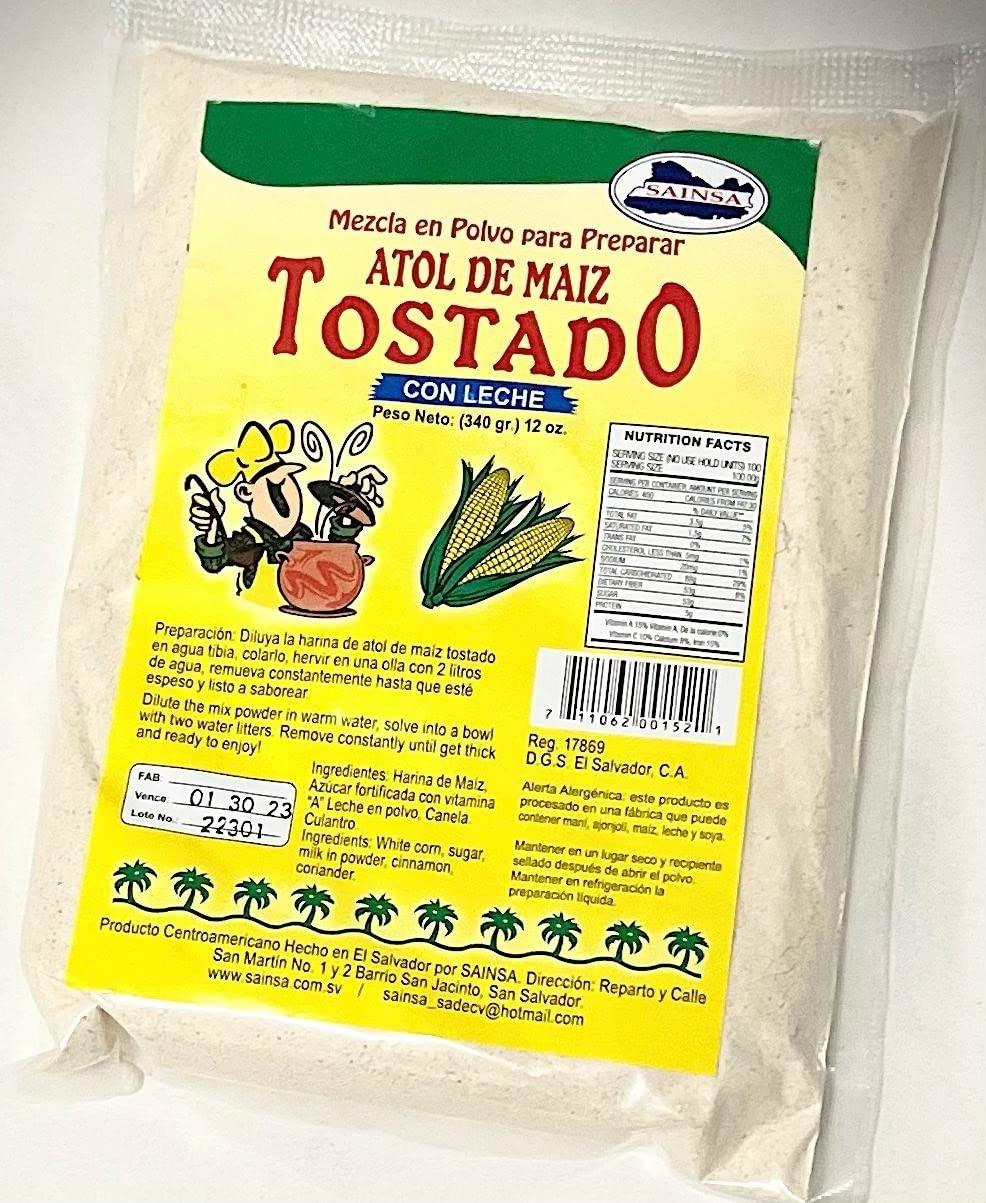 sainsa ATOL DE MAIZ TOSTADO SALVADOREÑO MEZCLA EN POLVO CON LECHE 12 ONZAS