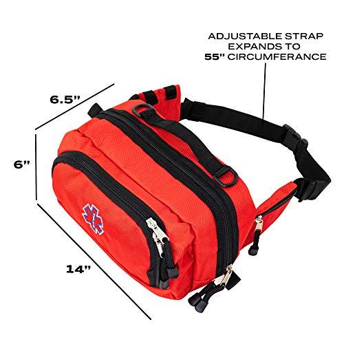 LINE2design LINE2design Deluxe Medical Fanny Pack Large - EMS Emergency First Aid Paramedic EMT First Responder - Portable Travel Size Medical Equipment Organizer Hip Bag with Multiple Internal Pockets - Red