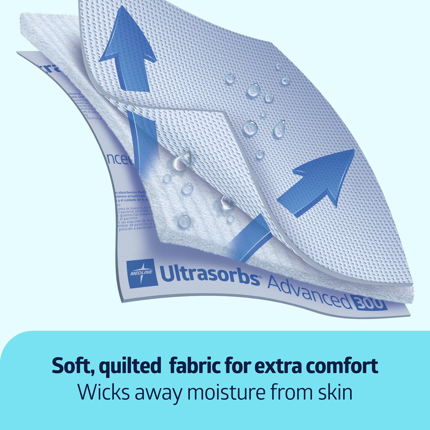 Medline Medline Ultrasorbs Drypads with SlipResist Technology, 30\" x 36\", 5 Count, Super Absorbent Disposable Bed Pads, Incontinence Bed Pads, Adult Bed Pads, 10x More Absorbent, Chucks For Adults, Elderly